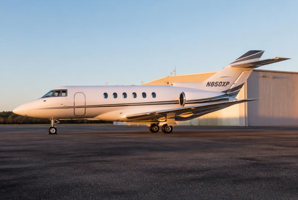 Hawker 850XP on the ramp at golden hour